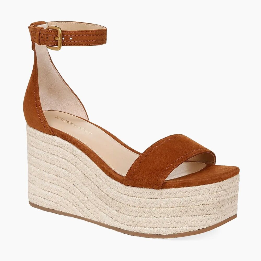 Veronica Beard Gianna 90MM Suede Platform Wedge Sandals MSRP $350 9.5